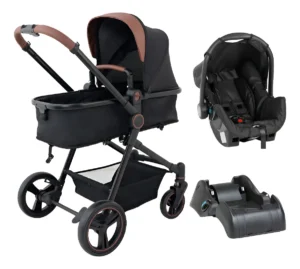 Carrinho Bebê Conforto Moisés Galzerano Ivy Travel System Pt Cor Preto Caramelo Chassi Preto Caramelo