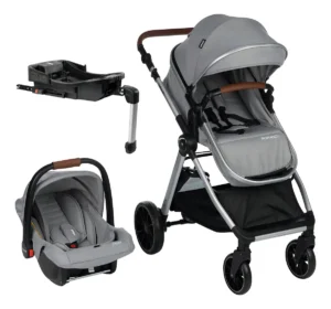 Carrinho De Bebê Romanzo Infanti Travel System Trio Isofix Cor Cinza Chassi Prata