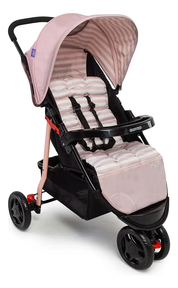 Carrinho de Bebê Cosco Kids Toffy Rosa Listras
